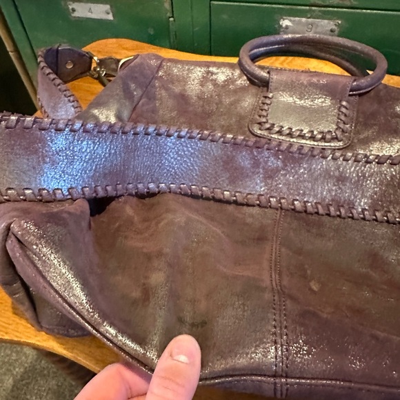 HOBO Sheila Large Satchel Plum Graphite Purse - Picture 7 of 13